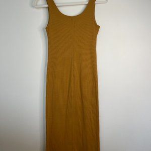 Ribbed Mustard Bodycon Dress